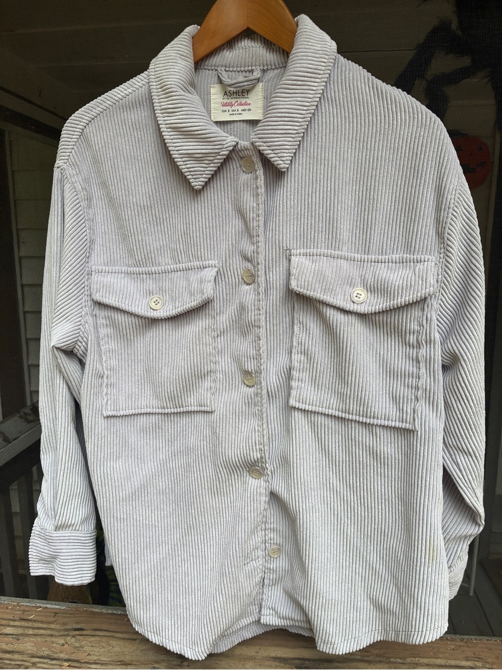 Ashley By 26 International Light Gray Corduroy Utility Jacket